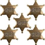 5Pcs Sheriff Badges, Metal Sheriff Badge For Kids Girls And Adult, Deputy Western Police Vest Badge, Deputy Sheriff Badge, Old West Cowboy Party Decoration Badge