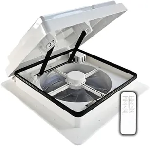 RV Vent Fan with Remote - Powerful, Intelligent, Low Noise | Rain Sensor, Garnish, Removable Screen Included | DC 12V Reversible Airflow RV Roof Vent Fan