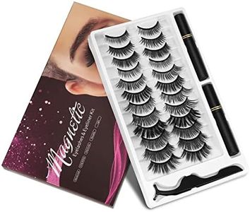 Magnetic Eyelashes and Eyeliner Kit, 12 Pairs Reusable Magnetic Lashes with Eyeliner and Tweezers, 3D Natural Look False Eyelashes, Easy to Wear, No Glue Needed (12pcs)