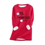 HOOUDO Pct-Off 50-70 Clearance Sweatshirts for Women UK Fleece Lined Thick Jumper Tops Plush Warm Sweaters Long Sleeve Crewneck Winter Blouses Shirt Soft Sherpa Pullover Underwear