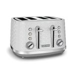 Morphy Richards Vector 4 Slice Toaster, High Gloss Geometric Design, Defrost and Reheat, Variable Width Slots, Removeable Crumb Tray, White, 248134