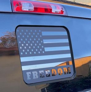 Xinghe for Ford F150 F250 F350 2015-2023, Rear Middle Window American Flag Decals, Matte Black USA Flag Decal for Truck Back Window, for Ford Raptor 2015-2023 Accessories (Black Freedom)