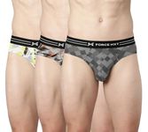 Force NXT Ultrasoft Micromodal Four Way Stretch Mens Pack of 3 Printed Brief Multicolour