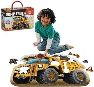 Peaceable Kingdom Giant Floor Puzzles with Uniquely Fun Shaped Pieces for Kids Ages 3+ Gifts for Boys and Girls - Dump Truck