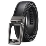 SENDEFN Men's Leather Belt Automatic Ratchet Buckle Slide Belt for Dress Casual Trim to Fit with Gift Box