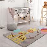 Littlelooms handmade woolen rug(3 X 5 Feet)for Kids Play Crawling Rattle Baby Play Carpet Multifunction Floor Mats for Kids & Children's Room, Living Room, Dining Room & Bedroom Baby Play Room/Kids Home Decor. (Moby Giraffe rug -3 X 5 Feet)