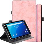 SINSO Universal Stand Folio Case Cover for All 7-8" Tablets (Fire 7 tablet/Fire HD 8,iPad Mini 5/4/3/2/1,iPad mini 6,Lenovo Tab M7 7 inch/Lenovo Tab M8 8 inch), Pink