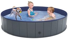 Niubya Foldable Dog Pool, Collapsible Hard Plastic Dog Swimming Pool, Portable Bath Tub for Pets Dogs and Cats, Pet Wading Pool for Indoor and Outdoor, 63 x 12 Inches