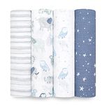 aden + anais Essentials Swaddle Blanket, Muslin Blankets for Girls & Boys, Baby Receiving Swaddles, Newborn Gifts, Infant Shower Items, Toddler Gift, Wearable Swaddling Set, 4 Pack, Time to Dream