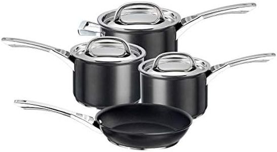 Circulon Infinite Induction Hob Pan Set of 4 - Non Stick Pots and Pans Sets with Stainless Steel Lids & Handles, Premium Dishwasher Safe Cookware, Black