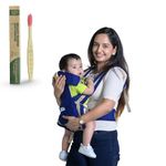TOT NEST Elegant Baby Carrier with 4 carry positions, Max weight Up to 13 Kgs, Baby carrier for 4 to 24 months baby, Adjustable New-born to Toddler Carrier with cushioned leg support with Freebie Kids Bamboo Toothbrush (Blue)