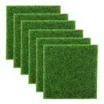 RESTALLADNWEST 6 Pcs Miniature Artificial Ornament Grass Mat, Life-Like Fairy Artificial Square Grass Mat Grass Lawn Miniature Ornament Garden Dollhouse Decoration (15 x 15cm)