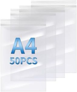 Grip Seal A4 Resealable Zip Lock Bags - Clear Plastic Reusable Food Freezer Bags for Kitchen Storage, Office Stationery, Jewellery, Cards, Crafts