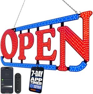 43" x 16" High-Brightness LED Open Sign for Business, 7-Day On/Off Schedule