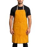 ITODA Cowhide Leather Welding Apron Heavy Duty Welding Aprons Heat Resistant Flame Retardant Work Apron Work Shop Aprons for Blacksmith Welder Woodworking Craft Garage