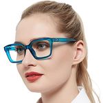 OCCI CHIARI Womens Oversized Reading Glasses 3.5 Durable Spring Hinged Glasses for Women Trendy Thick Frame Glasses (Blue, 350)