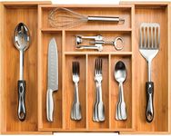 Silverware Organizer - Expandable Kitchen Drawer Organizer, Utensil Drawer Organizer, Cutlery Drawer Organizer for Kitchen Utensils, Silverware Drawer Organizer | 17" Long, Adjusts 13" to 22", 2" Deep