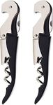 Waiter Corkscrew Wine Opener 2-Pack Black, HYZ Professional Wine Key for Servers, Bartender with Foil Cutter, Manual Wine Bottle Opener Double Hinged