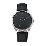 Titan Men's Minimalist Zen Analog Black Watch: Sleek Leather Strap with Contrast Hands-NS1802SL11