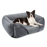 MIXJOY Large Dog Bed Washable, Grey Dog Bed Puppy Beds Orthopedic Pet Bed with Anti-Slip Bottom, Low Front Edge Dog Bed for Border Collie, Golden Retriever, French Bulldog, 76×61×23 cm