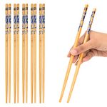 INOVERA (Label) 5 Pairs Natural Bamboo Reusable Chopsticks for Sushi, Noodles, Fried Rice (24 cm, Brown)