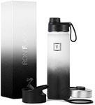 IRON °FLASK Camping & Hiking Hydration Flask, Wide Mouth, Double Walled Stainless Steel Insulated Water Bottle (Spout - 22 oz, Day & Night)