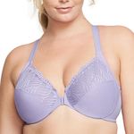 Glamorise Women's Plus Size Front-Close T-Back Wonderwire Underwire #1246, Soft Lilac, 38DD