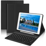 IVEOPPE iPad 9.7 Case with Keyboard for 6th Gen(2018), 5th Gen(2017), Air 2/Air, iPad Pro 9.7 - Smart Folio Case with Pencil Holder - Bluetooth Detachable - Auto Sleep/Wake (Black)