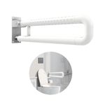 AGEasy (Max Group) Stainless Steel Flip-Up Grab Bar with Anti-Slip Nylon Grip -17 inches, Ideal for Shower, Toilet & Bedside | Space Saving Design - Safety Bar for Elderly, Handicap & Pregnancy