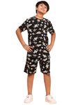 Ninos Dreams Boys Cotton T-Shirt & Shorts Coord Set (10-12 Years, Black)