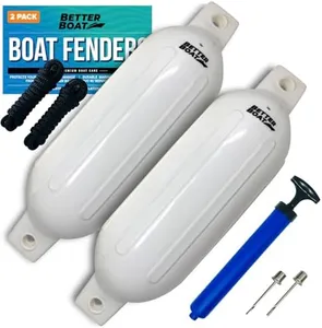 2 Pack Boat Fenders for Docking Boat Bumpers for Docking with Pump Boat Accessories Boat Dock Bumpers Set Buoys Pontoons Buoy Inflatable Fender Marine Bouys 23" x 6.5" White
