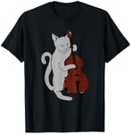 Jazz Cat Playing Upright Bass Shirt Cool Musician T-Shirt