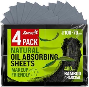 Natural Oil Blotting Sheets for Face with Bamboo Charcoal - 4pk/400 Makeup Friendly Oil Absorbing Sheets for Face - Blotting Papers for Oily Skin