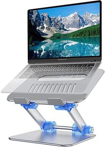 Avakot Laptop Stand with Button Adjustment Laptop Riser, Ergonomic Laptop Stand for Desk, Foldable Portable Compatible with MacBook Air Pro, Lenovo, Dell, HP/All Laptops up to 17 inches | Silver