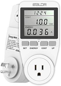 BALDR U.S. Electricity Usage Monitor for Home - Appliances Kilowatt Meter Sockets - Wattage Meter Plug In to Measure Energy Usage - Home Energy Monitor with Easy to Read Display - Single Tariff