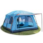KTT Family Tent 12 Person(Style-B),Large Cabin Tent,2 Rooms,Straight Wall,3 Doors and 3 Windows with Mesh,Double Layer,Big Tent for Outdoor Camping(Blue)