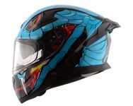 Axor Apex Venomous ISI ECE DOT Certified Full Face Dual Visor Helmet for Men and Women with Pinlock Fitted Outer Clear Visor and Inner Smoke Sun Visor Black Neon Blue(M)