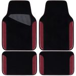 CAR PASS Waterproof Universal Fit Car Floor Mats, Car Mats Fit for SUV,Vans,sedans, Trucks,Set of 4pcs Car Carpet with Driver Heel Pad（Black and Burgundy）