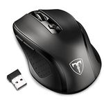 Lionsing Wireless Mouse,2.4GHz Optical Computer Mouse with USB Receiver, 5 Adjustable DPI Levels, 6 Buttons Cordless Mouse for Laptop, PC, Computer, Desktop,Notebook,Macbook,Chromebook, Black