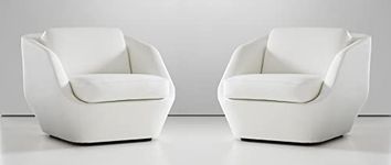 LIFESTYLE GOODS FOREVER LSGF Unique Design True Innovations Cinema Armchair Fabric Single Sofa Chair for Small Apartments, Living Room or Bedroom (Set of 2 Chairs, White)