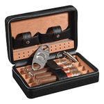 Volenx Leather Cigar Humidor Travel, Humidor Cigar Box Built-in Removable Cedar Tray, Cedar Wood Cigar Accessories Cigarette Case Cigar Case with Cigar Cutter and Cigar Drill, Humidifier