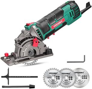 HYCHIKA Mini Circular Saw, Circular Saw with 3pcs Saw Blades (85mm), Scale Ruler, 500W Pure Copper Motor, 4500RPM Ideal for Wood, Soft Metal, Tile and Plastic Cuts