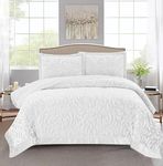 Fit Even Quilt Luxora Bedspread 3 Piece Set – Coverless Quilted Diamond Pattern Bedspread, Comforter Throw, Summer and All-Season Lightweight Bedding Sets, with 2 Pillow Sham (Double, White)