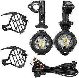 Motorcycle Auxiliary Lights, LED Headlights Angel Eyes Daytime Running Lamps with Protect Guards Wiring Harness High/Low Beam Replacement for R1200GS/ADV