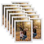 EXYGLO White 10x8 Photo Frames Set of 12, Multiple Picture Frames 8x10 with Real Glass, 8x10 Photo Frame for Wall & Tabletop Display