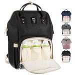 MUIFA Diaper Bag Backpack Multi-Function Waterproof Travel Backpack Nappy Bag for Baby Care with Insulated Pockets, Large Capacity, Durable (Black)