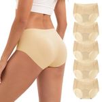 INNERSY Seamless Underwear for Women No Show Quick Dry Hipster Panties 5-Pack(5 Nude,Medium)