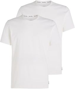Calvin Klein T-Shirt Homme Manches Courtes Crew Neck Encolure Ronde, Blanc (White), M