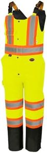 Pioneer Hi Vis Waterproof Bib Pants For Men & Women - Insulated Safety Rain Overalls - For Construction Work - Reflective