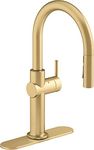 KOHLER 22974-WB-2MB Crue Touchless and Voice Activated Kitchen Sink Faucet with Pull Down Sprayer, Kitchen Sink Faucet with Motion Sensor, Hands Free Kitchen Faucet, Vibrant Brushed Moderne Brass